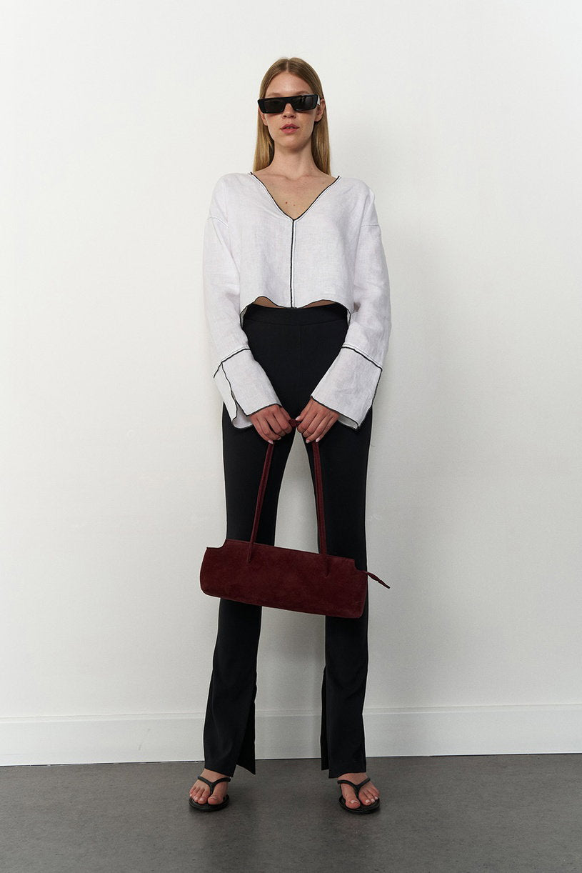 Linen 100% Contrast Stitch Blouse