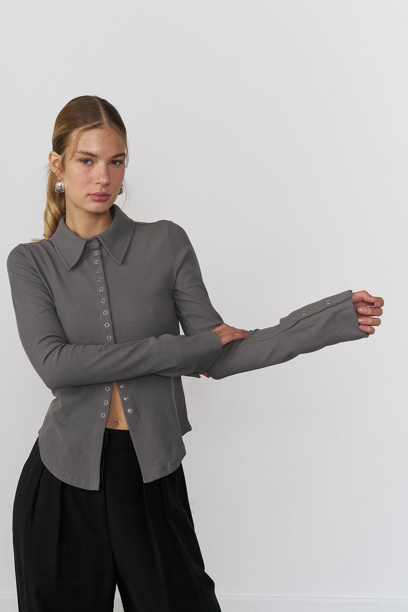 Snap Button Knit Shirt