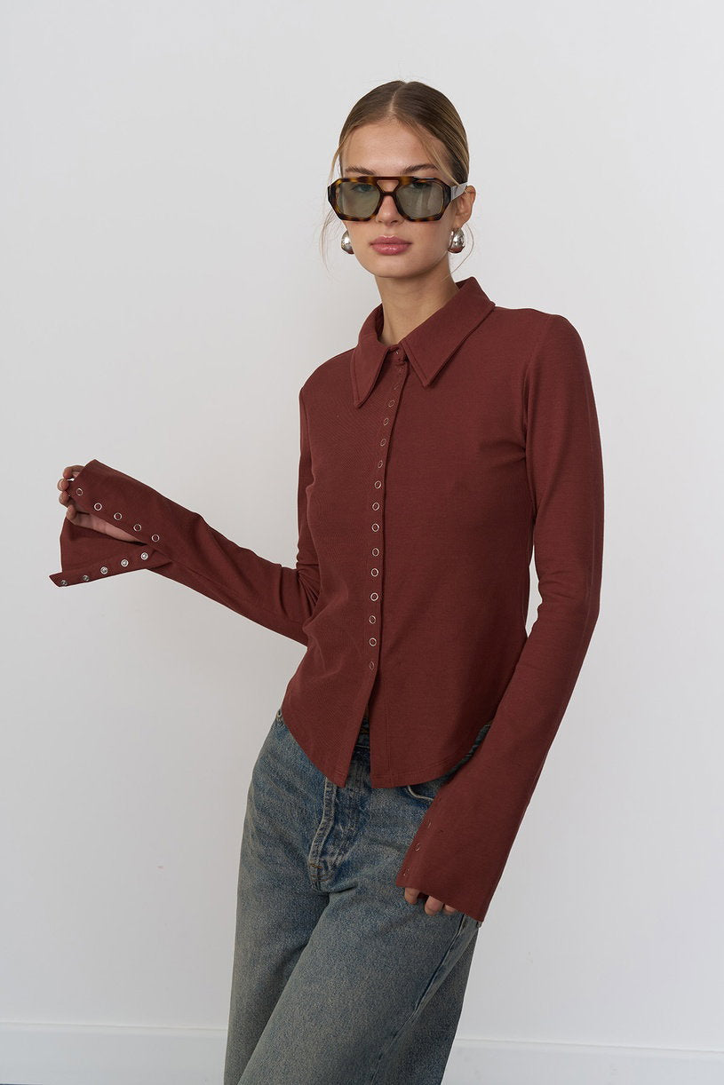 Snap Button Knit Shirt