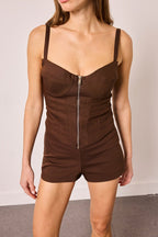 Zipper Detail Corset Top