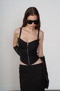 Zipper Detail Corset Top