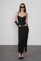 Zipper Detail Corset Top