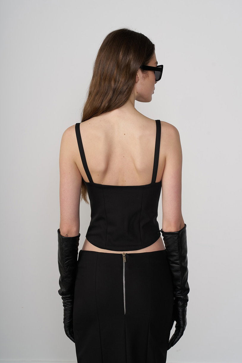 Zipper Detail Corset Top